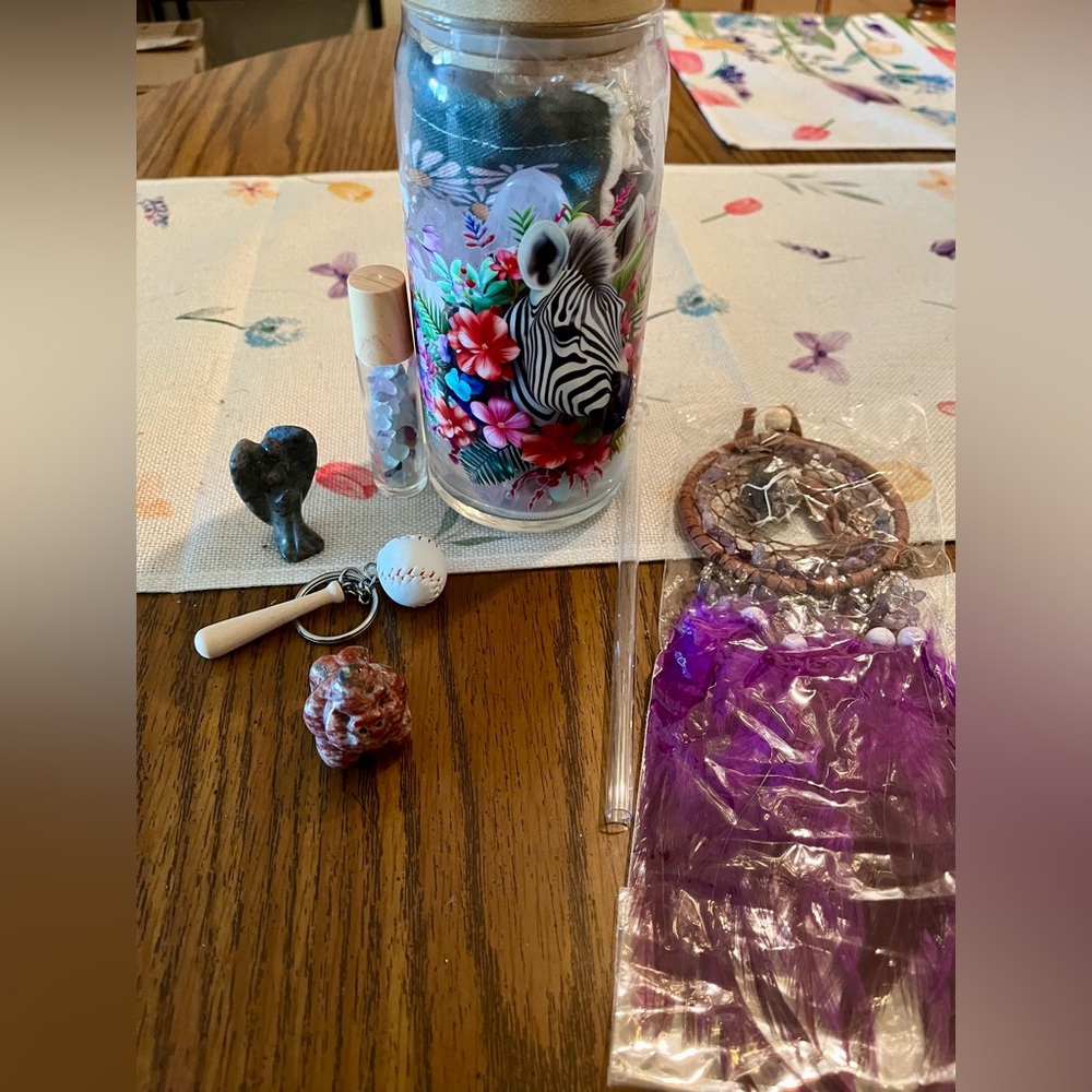 Glass with Crystals and Jewelry